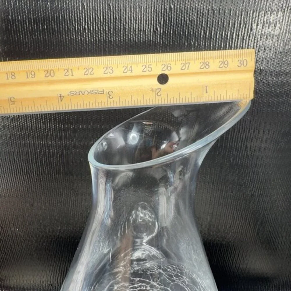Pier 1‎ Clear Angled Rim Crackle Decanter Jug Pitcher Crystal Glass Retired VTG